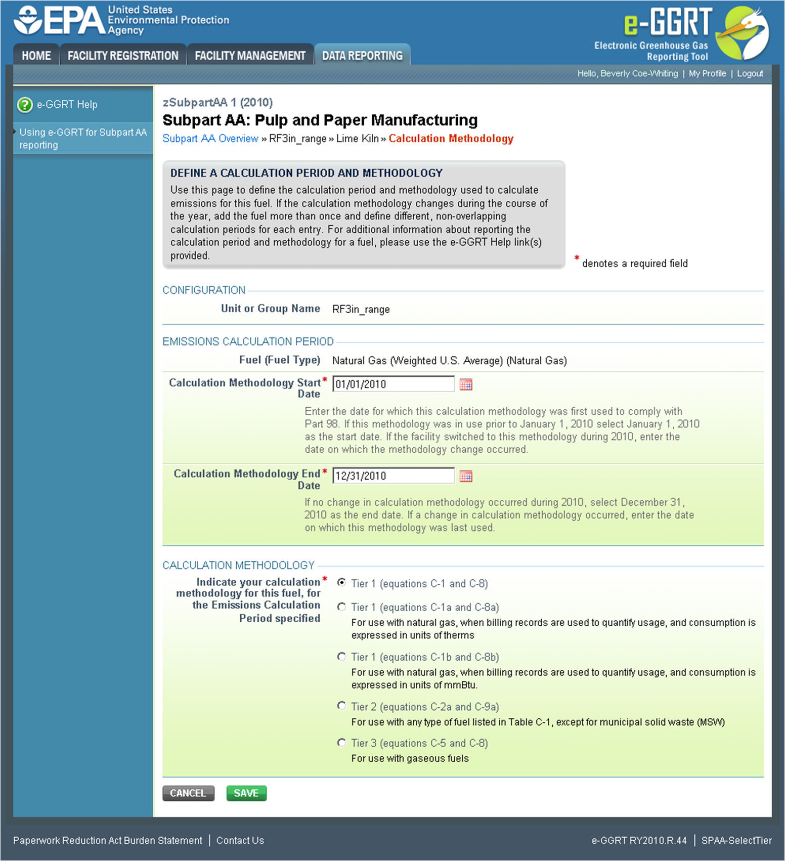 Subpart AA: Step 1 - Calculation Methodology