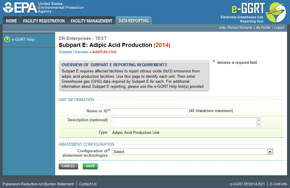 Subpart E: Add/Edit Unit