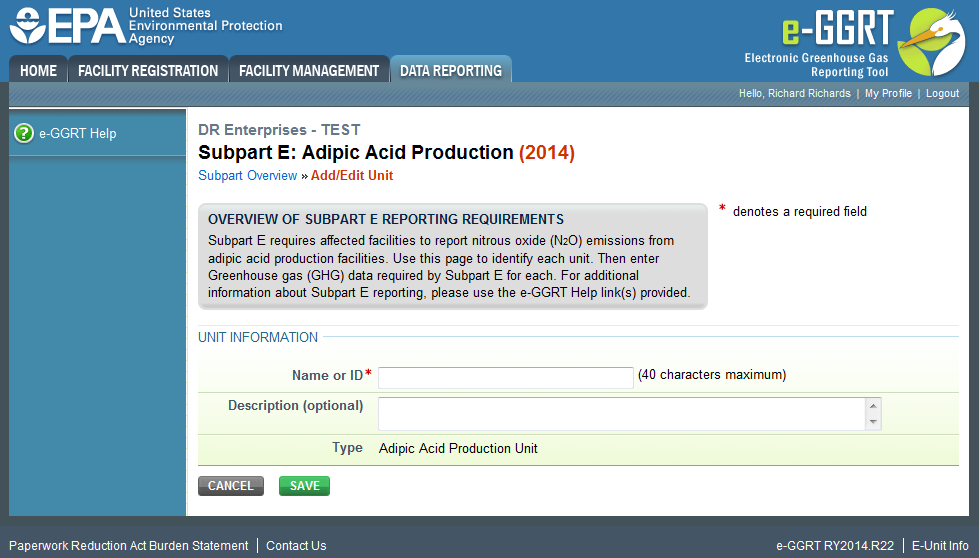 Subpart E: Add/Edit Unit