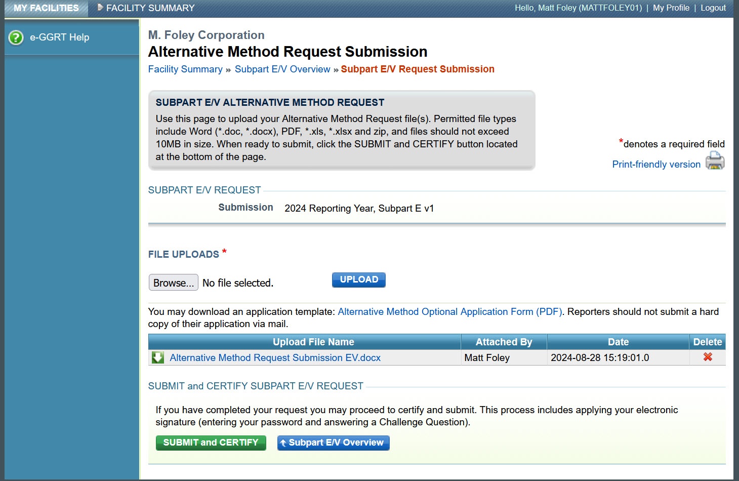 Click the Browse button to upload a file for submission