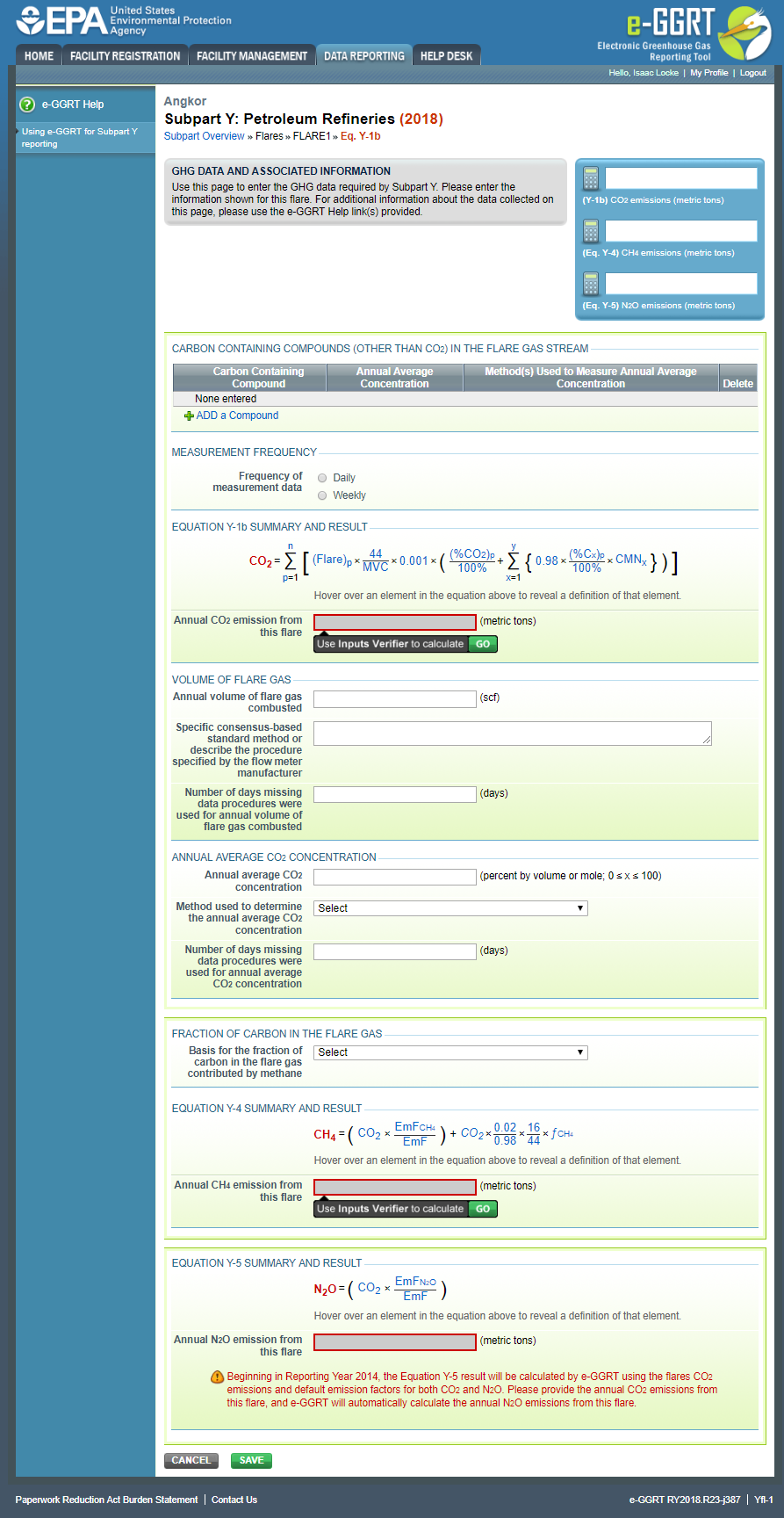 Subpart Y: Equation Y-1b Summary and Results