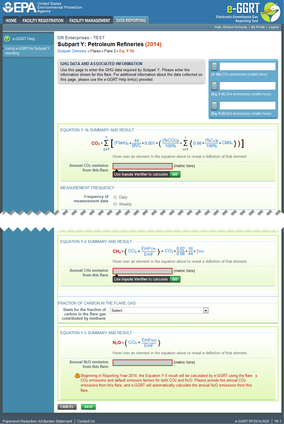 Subpart Y: Equation Y-1b Summary and Results