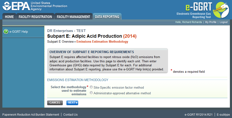 Subpart E: Emissions Estimation Methodology