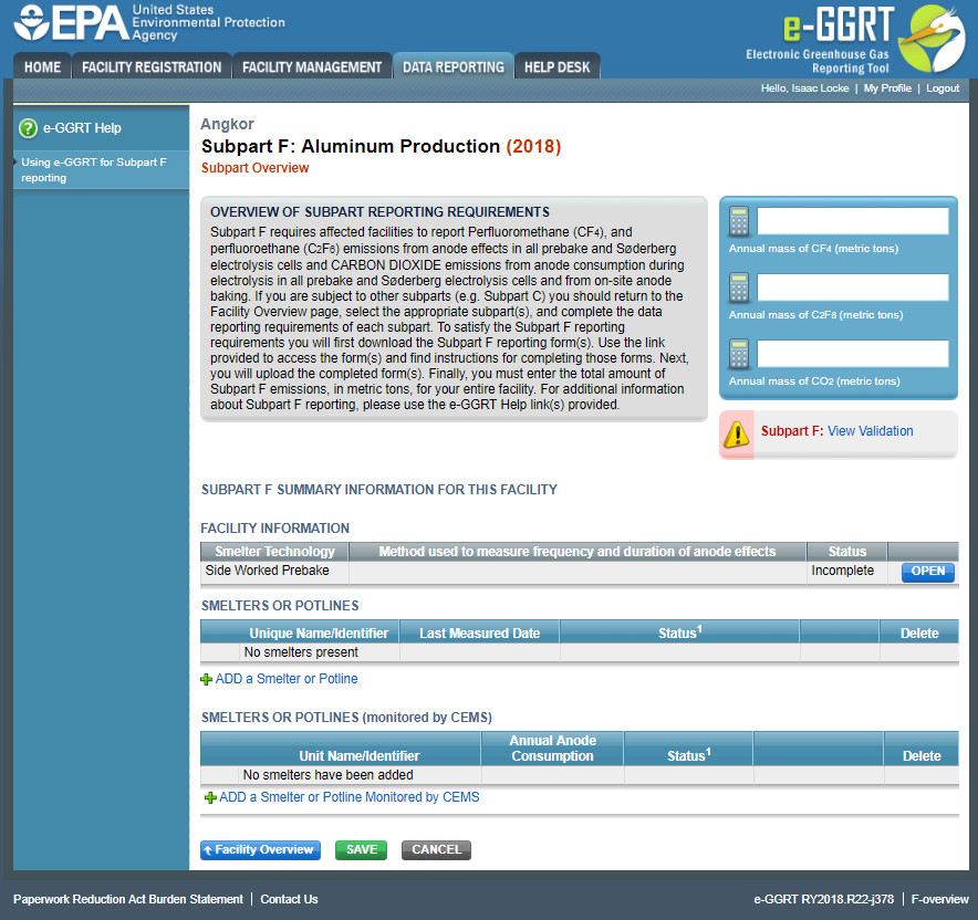 Subpart F: Click the OPEN button
