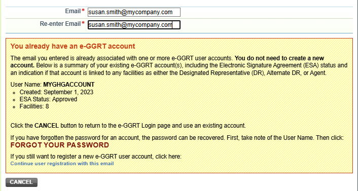 You already have an e-GGRT account