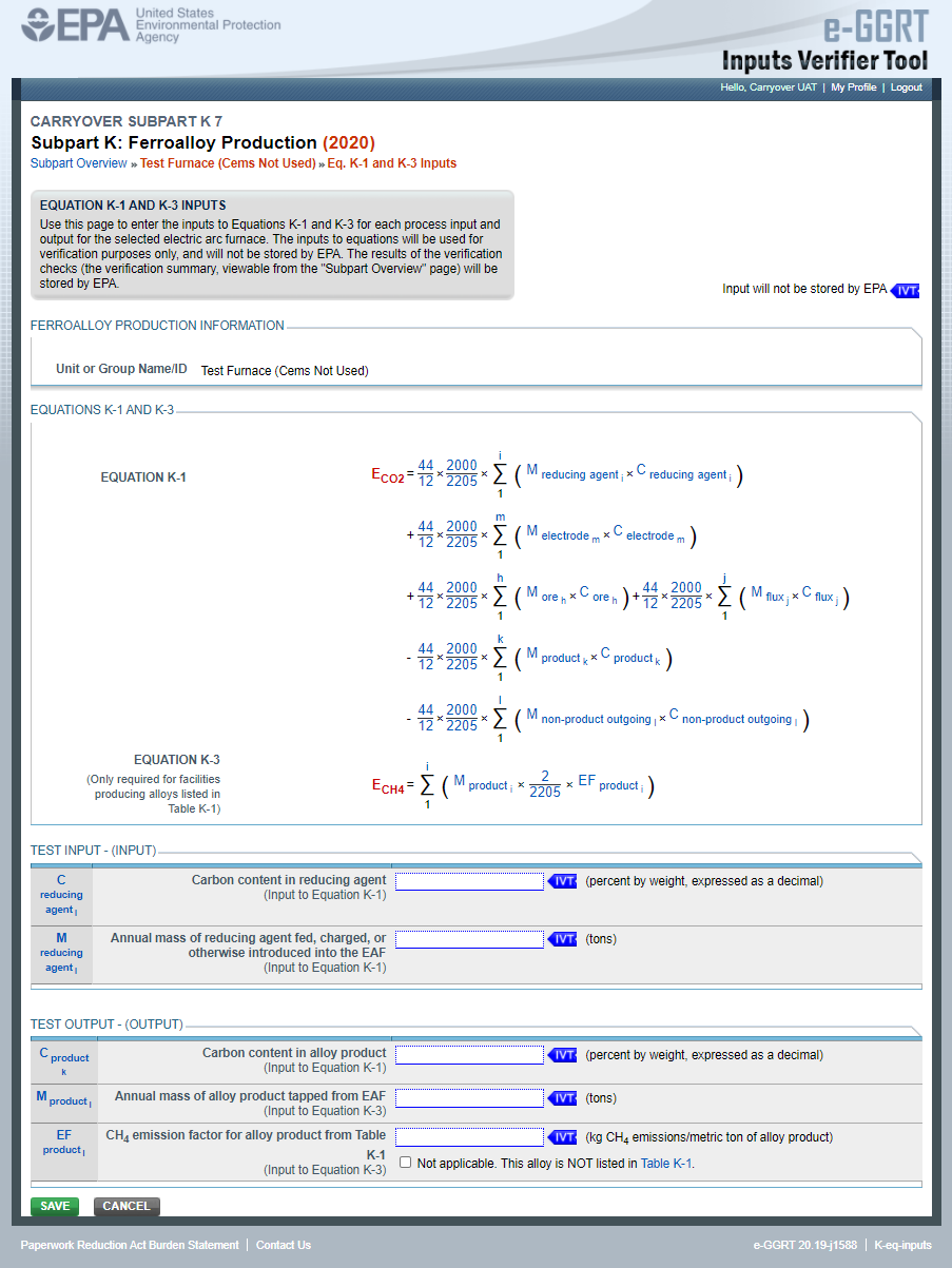 Image showing providing emissions inputs to allow the IVT to calculate emissions