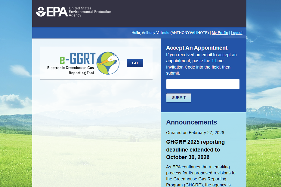 e-GGRT Portal Landing page